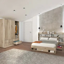 Armadio 150x201h cm 2 ante scorrevoli 4 cassetti rovere sonoma Danubio
