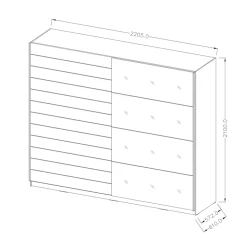 Armadio 220x210h cm 2 ante scorrevoli bianco frassinato Cortina Gihome®