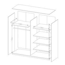 Armadio 220x210h cm 2 ante scorrevoli bianco frassinato Cortina Gihome®