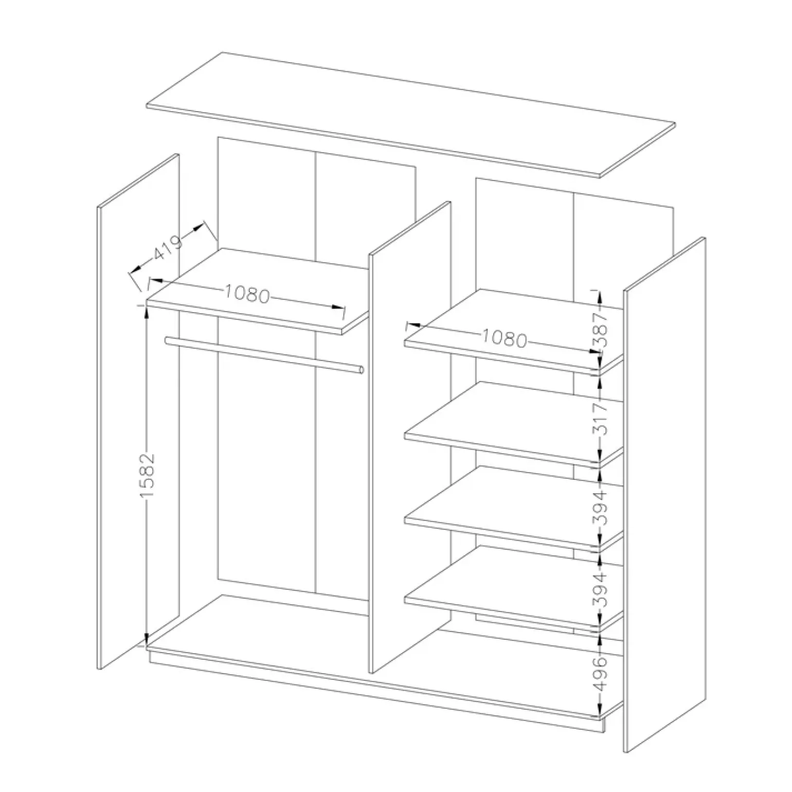 Armadio 220x210h cm 2 ante scorrevoli bianco frassinato Cortina Gihome®