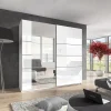 Armadio 200x210h cm 2 ante scorrevoli con specchio bianco lucido Marcus Gihome®