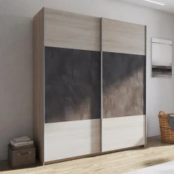 Armadio 180x219h cm 2 ante scorrevoli rovere chiaro ossido Mosca