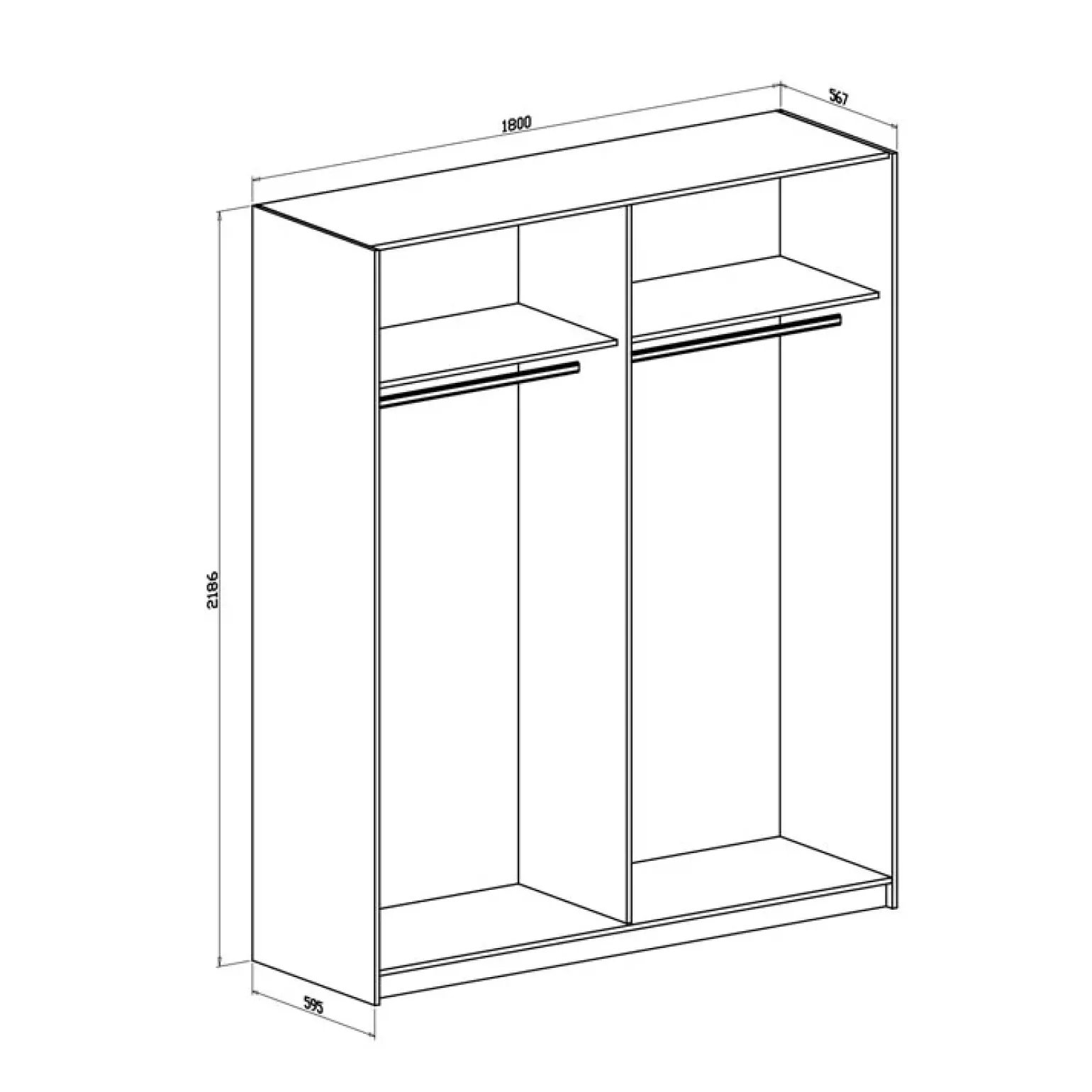 Armadio 180x219h cm 2 ante scorrevoli rovere chiaro ossido Mosca