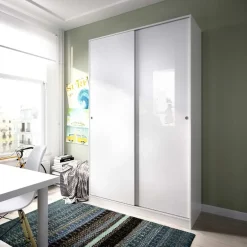 Armadio 120x204h cm 2 ante scorrevoli bianco lucido Royal
