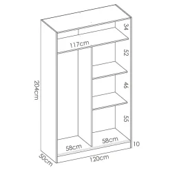 Armadio 120x204h cm 2 ante scorrevoli bianco lucido Royal
