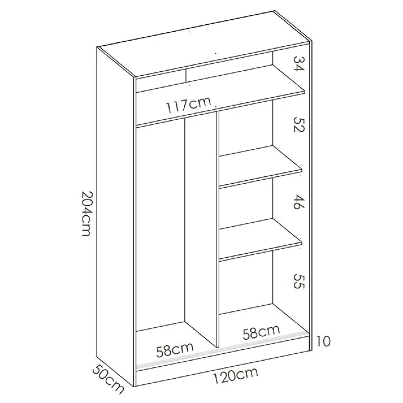 Armadio 120x204h cm 2 ante scorrevoli bianco lucido Royal