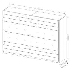 Armadio 270x210h cm 2 ante scorrevoli con specchio rovere scuro Brock Gihome®