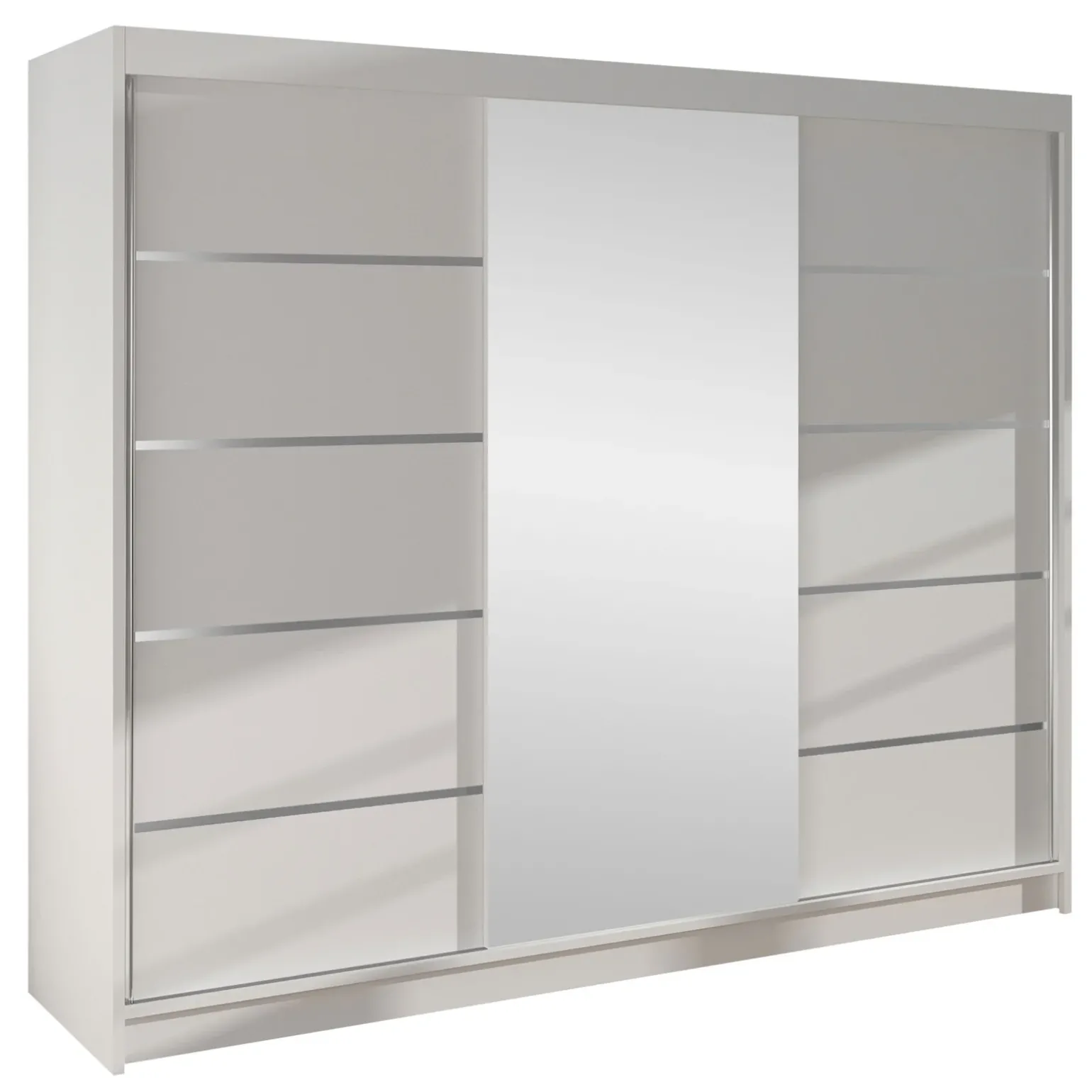 Armadio 200x215h cm 2 ante scorrevoli con specchio bianco opaco Silven