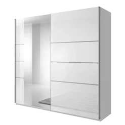 Armadio 221x210h cm 2 ante scorrevoli con specchio bianco lucido Marcus Gihome®
