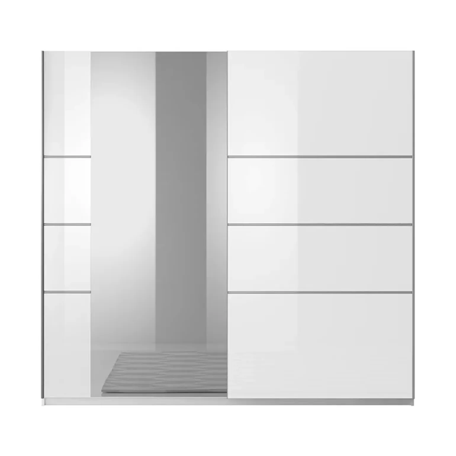 Armadio 221x210h cm 2 ante scorrevoli con specchio bianco lucido Marcus Gihome®