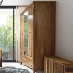 Armadio 144x202h cm 3 ante specchio rovere scuro Lucca
