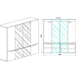 Armadio 200x209h cm 4 ante specchio bianco lucido Twilight
