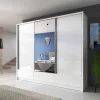 Armadio 254x214h cm 3 cassetti 3 ante con specchio bianco lucido Tom Gihome®