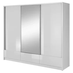 Armadio 254x214h cm 3 cassetti 3 ante con specchio bianco lucido Tom Gihome®