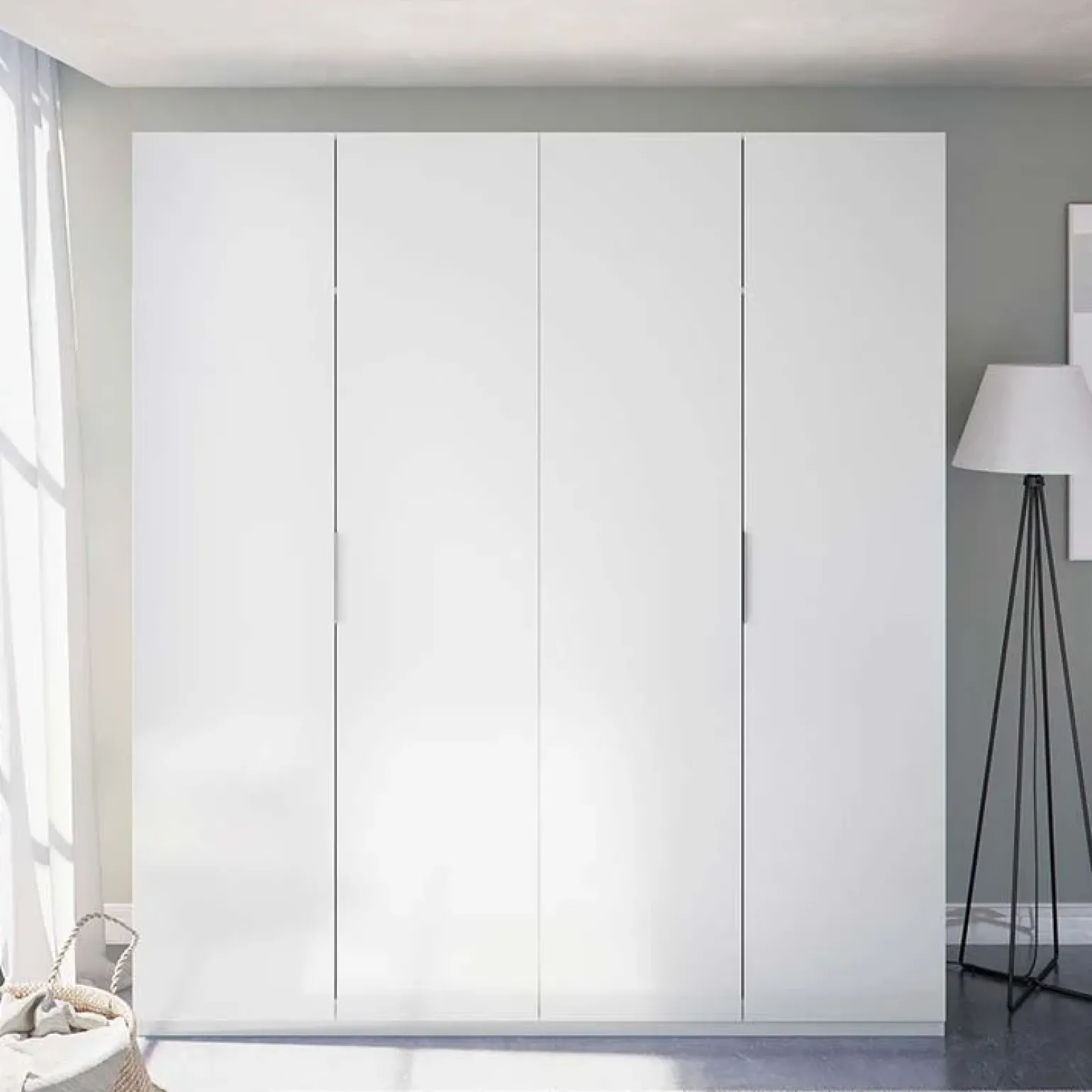 Armadio 180x200h cm moderno 4 ante bianco lucido Mike Gihome®