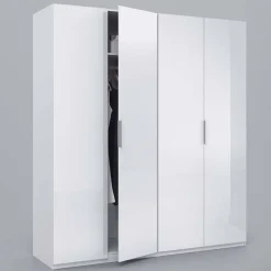 Armadio 180x200h cm moderno 4 ante bianco lucido Mike Gihome®