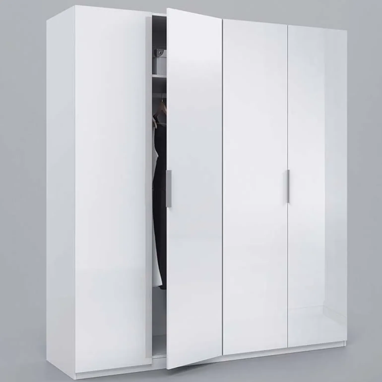 Armadio 180x200h cm moderno 4 ante bianco lucido Mike Gihome®