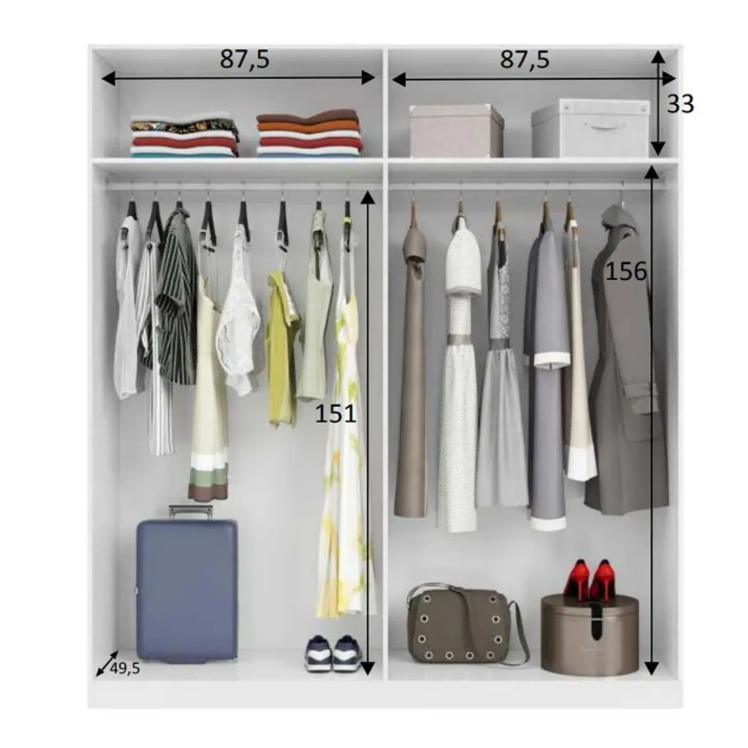 Armadio 180x200h cm moderno 4 ante bianco lucido Mike Gihome®