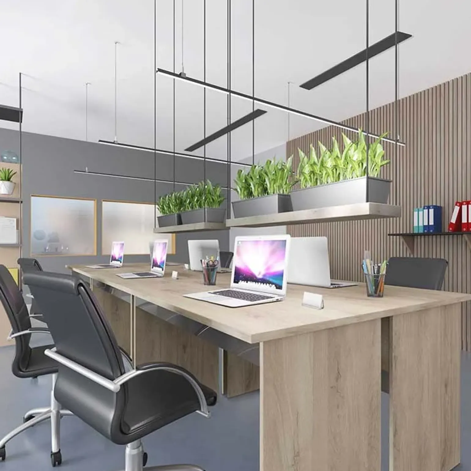 Arredo ufficio completo moderno rovere antracite lucido Time 16