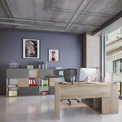 Arredo ufficio completo moderno rovere antracite lucido Time 21