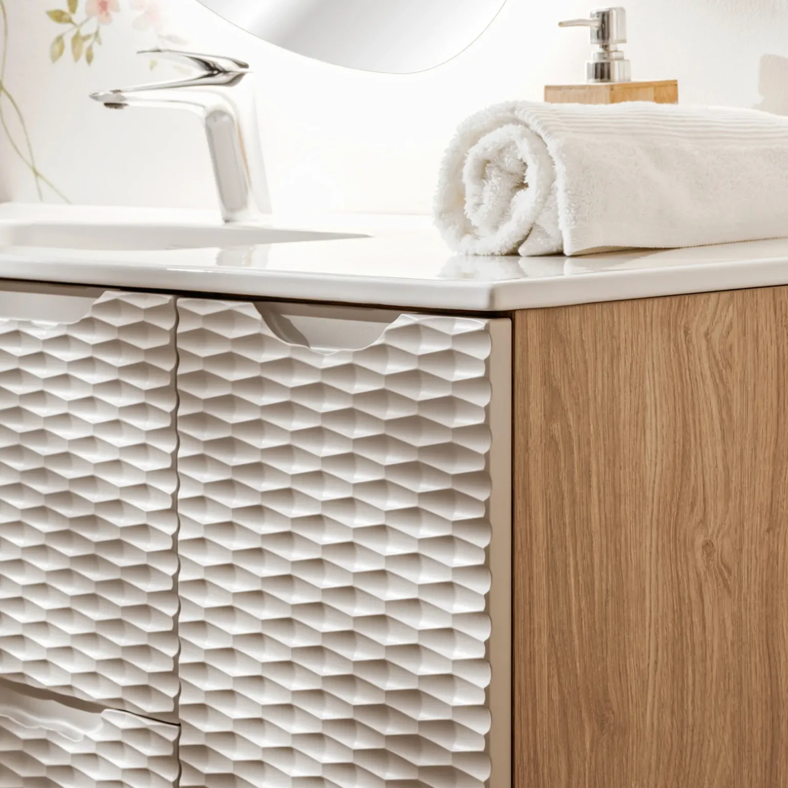 Base bagno sospesa 30x60h cm 1 anta beige rovere Swim