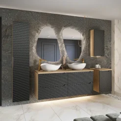 Base bagno sospesa 30x60h cm 1 anta nero rovere Swim