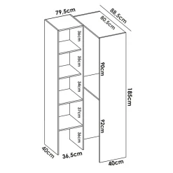 Cabina armadio angolare 228x187h cm 4 scomparti bianco Rincon