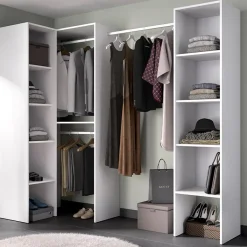 Cabina armadio angolare 226x186h cm 3 scomparti con appendiabiti bianco Soler
