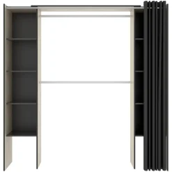Cabina armadio estensibile 180x205h cm design aperto con tenda rovere grafite Vivid