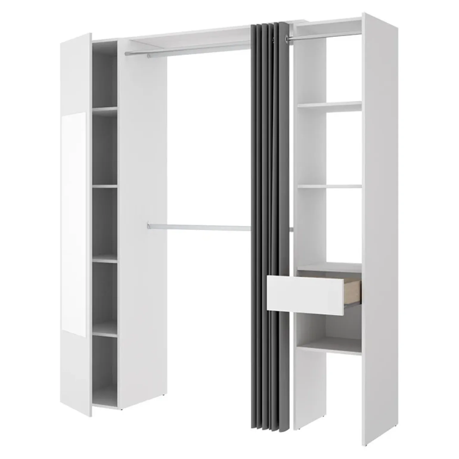Cabina armadio 177x205h cm 1 anta con specchio moderno bianco grigio Gonzalo