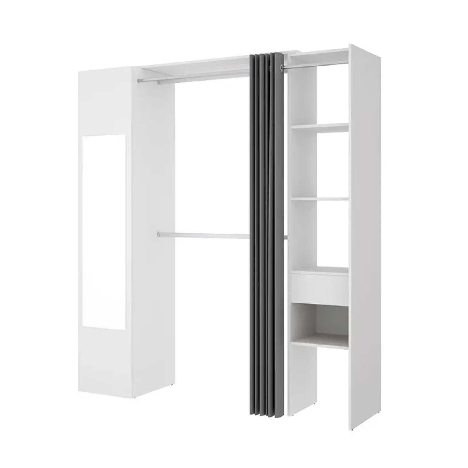 Cabina armadio 177x205h cm 1 anta con specchio moderno bianco grigio Gonzalo
