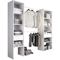 Cabina armadio 200x185h cm 10 ripiani 2 cassetti allungabile bianco Martin