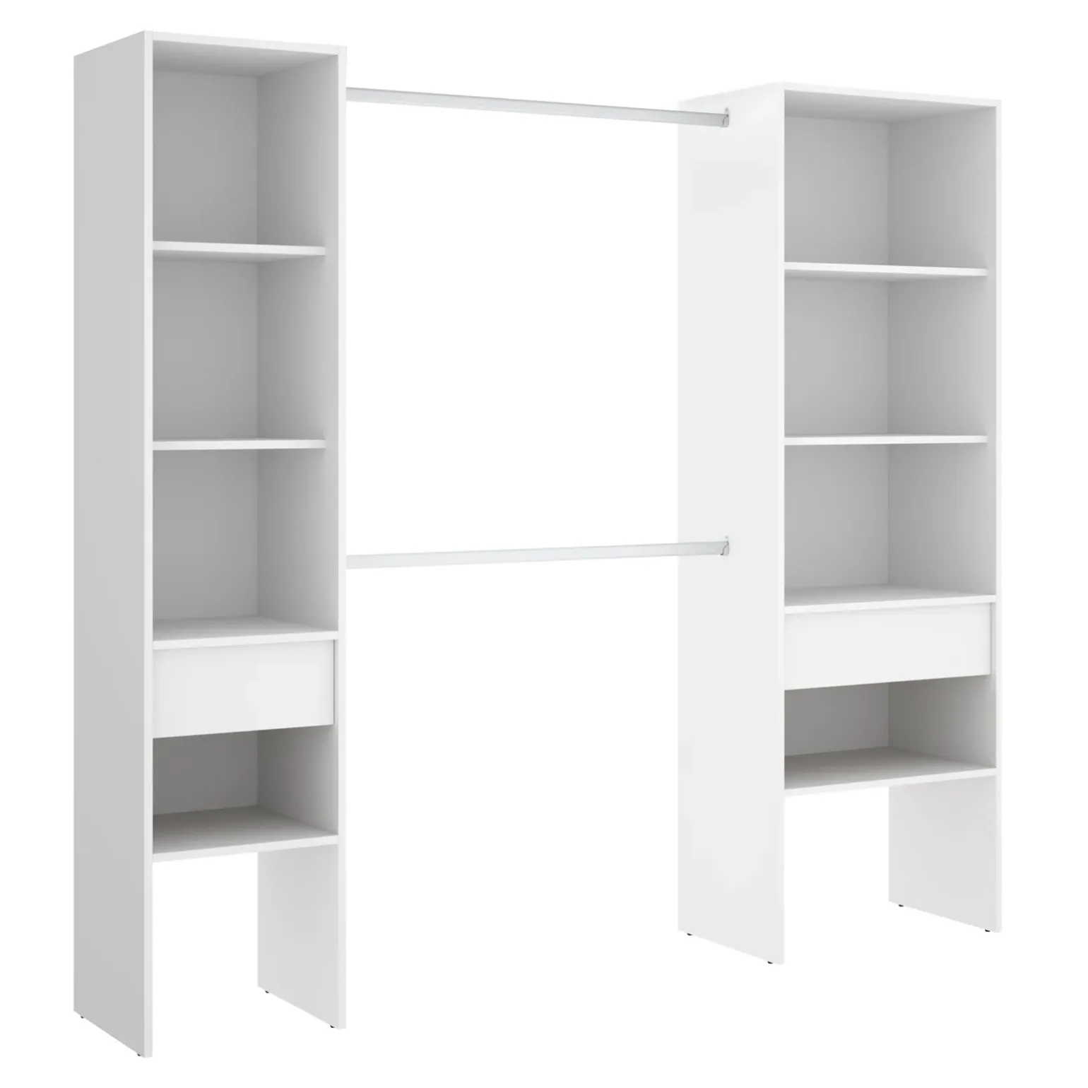 Cabina armadio 200x185h cm 10 ripiani 2 cassetti allungabile bianco Martin
