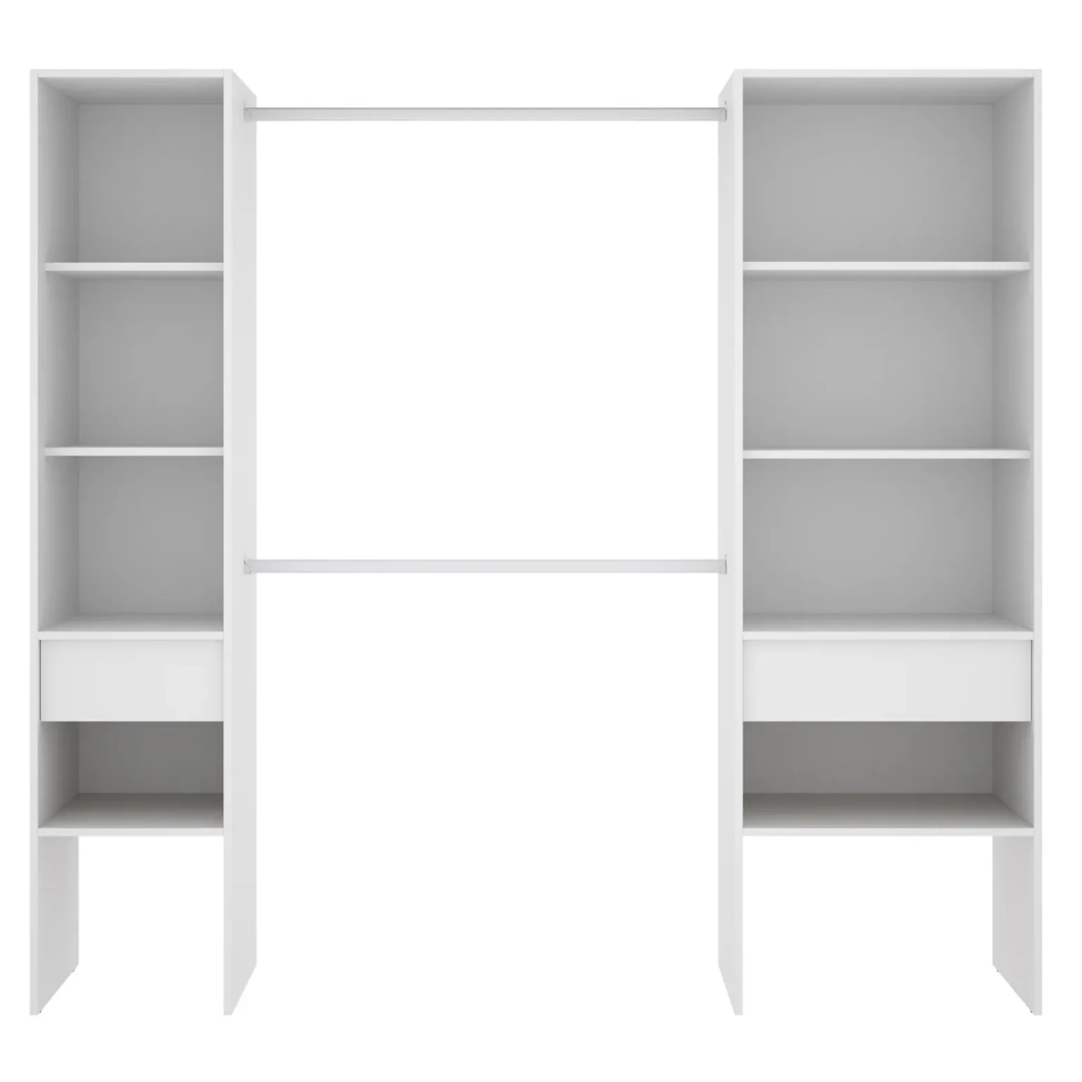 Cabina armadio 200x185h cm 10 ripiani 2 cassetti allungabile bianco Martin