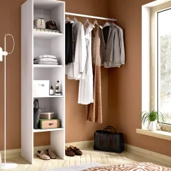 Cabina armadio 138x185h cm 4 ripiani con appendiabiti bianco Fernando