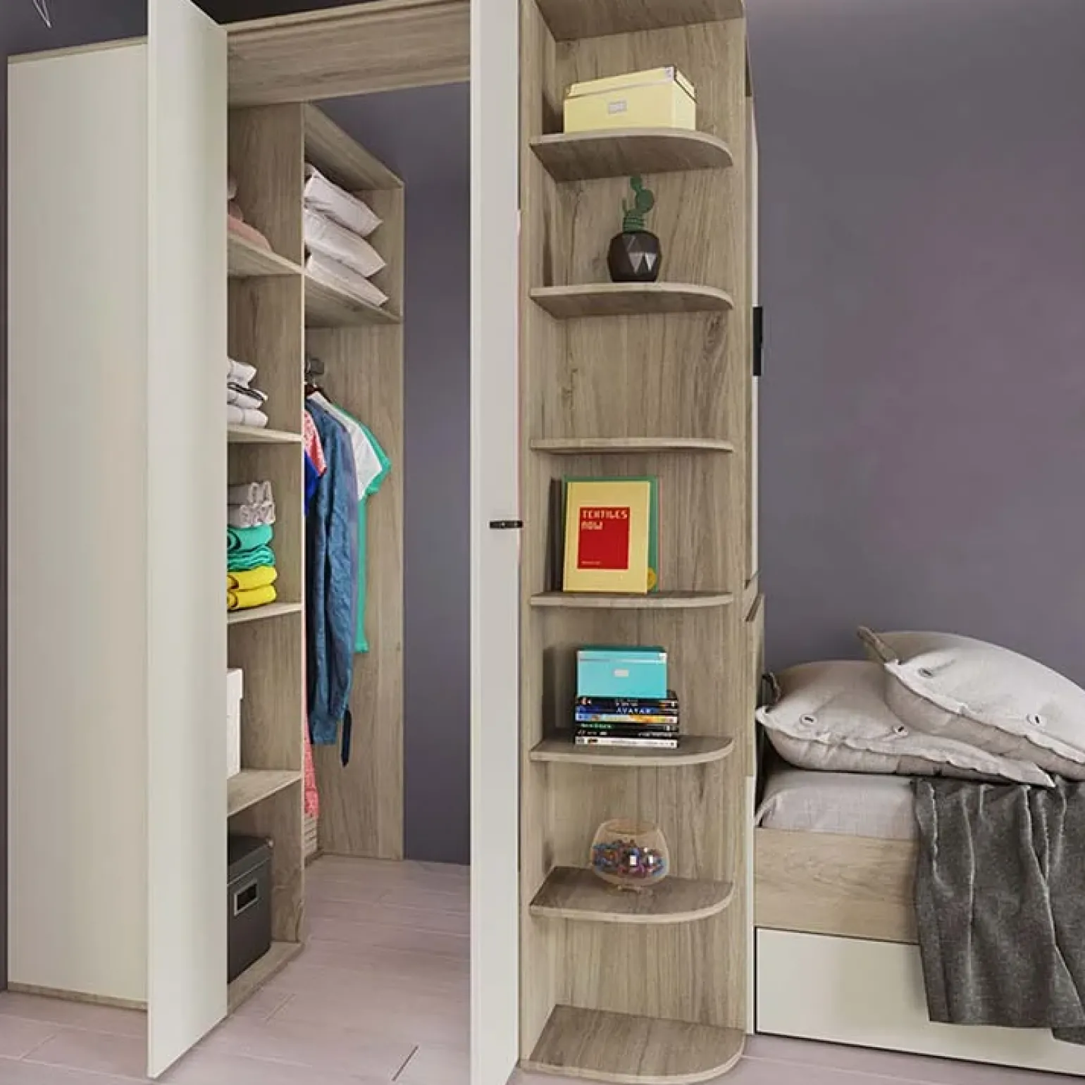 Cabina armadio 148x199h cm ad angolo rovere champagne beige Fabio Gihome®