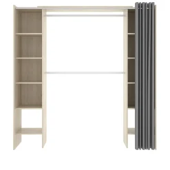 Cabina armadio 160x205h cm allungabile moderno aperto con tenda rovere noce Gover