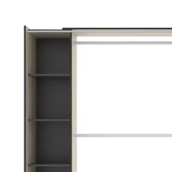 Cabina armadio 180x205h cm allungabile moderno aperto con tenda rovere grafite Simpli