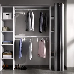 Cabina armadio 180x205h cm allungabile moderno aperto con tenda bianco Simpli