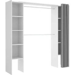 Cabina armadio 180x205h cm allungabile moderno aperto con tenda bianco Simpli