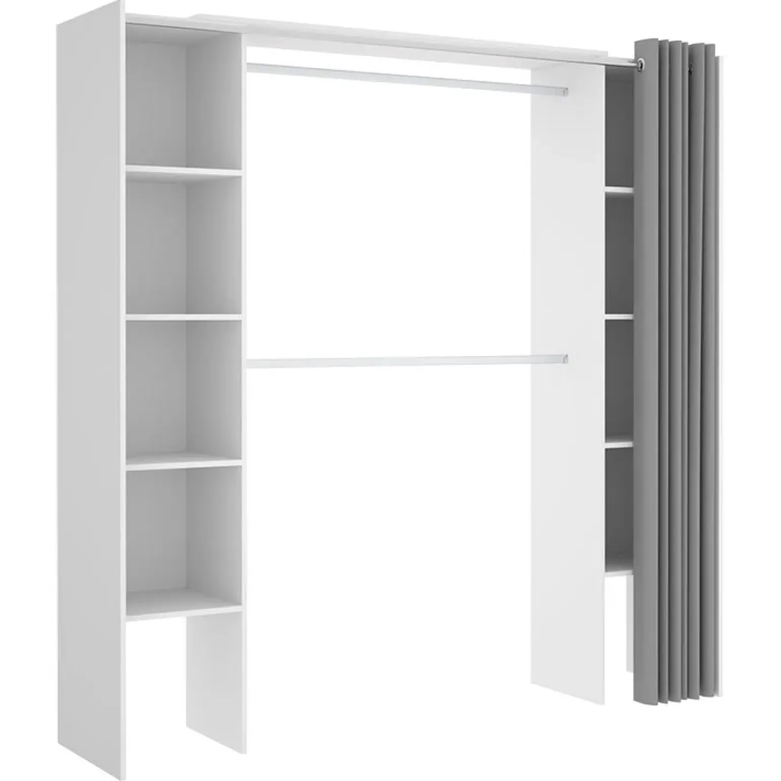 Cabina armadio 180x205h cm allungabile moderno aperto con tenda bianco Simpli