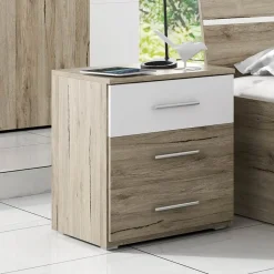 Camera completa con letto matrimoniale 160x200cm rovere natura bianco Copenhagen