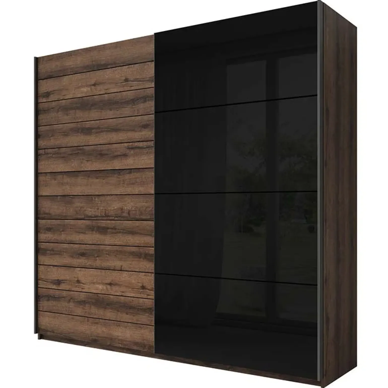 Camera completa con letto matrimoniale 160x200cm rovere scuro nero lucido Cortina Gihome®