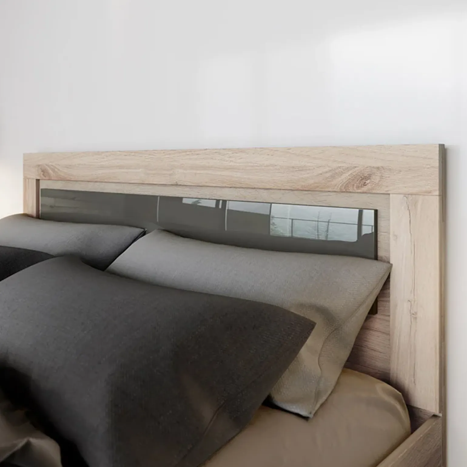 Camera da letto completa matrimoniale rovere antracite lucido Senna