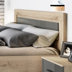 Camera da letto completa matrimoniale rovere antracite lucido Senna