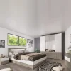 Camera da letto completa matrimoniale con LED rovere scuro bianco opaco Garonna