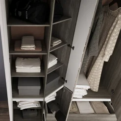 Camera da letto completa matrimoniale con LED rovere scuro bianco opaco Garonna