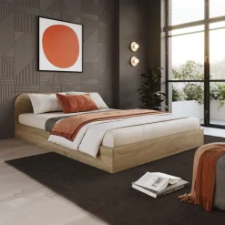 Camera da letto completa alla francese con armadio e comodini rovere sonoma Carrisi