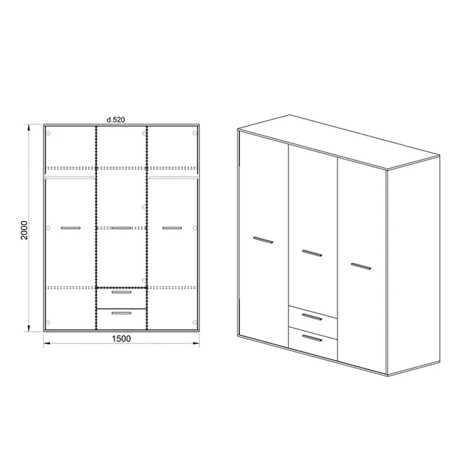 Camera da letto completa 2 letti singoli grafite rovere rustico Fada