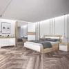 Camera da letto completa matrimoniale bianco lucido rovere sonoma Monaco